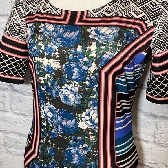 Jealous Tomato Mixed Print Short Sleeve Bodycon Dress Size Medium - Picture 4 of 12